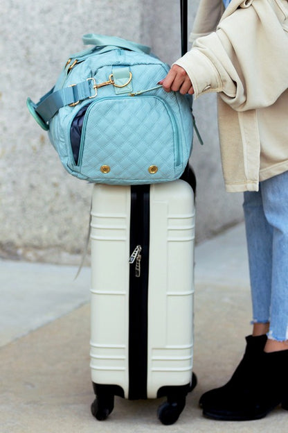 Quilted Travel Weekender Bag with Vegan Leather Accents | Trendy Travel Bags Outfit Idea for Women by Ro + Ivy | Elevated Basics, Modern Comfort & Style