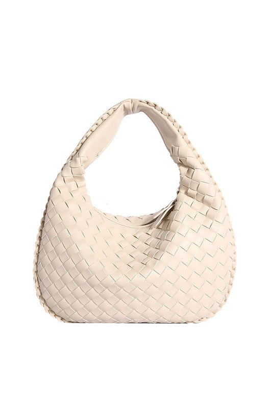 Woven Round Hobo Bag in Butter-Soft Vegan PU Leather | Trendy Hobo Bags Outfit Idea for Women by Ro + Ivy | Elevated Basics, Modern Comfort & Style