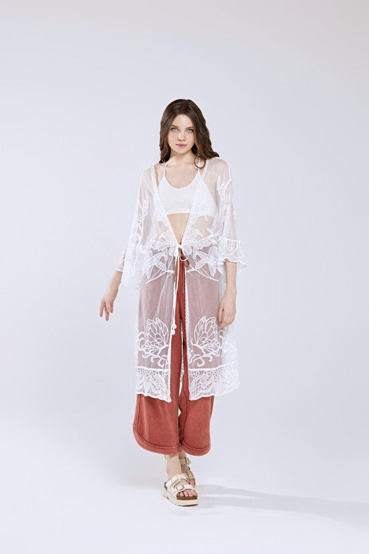 Embroidered Cotton Lace Kimono Cardigan | Trendy Cardigans Outfit Idea for Women by Ro + Ivy | Elevated Basics, Modern Comfort & Style