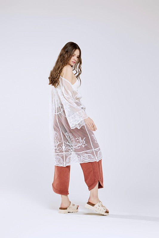 Embroidered Cotton Lace Kimono Cardigan | Trendy Cardigans Outfit Idea for Women by Ro + Ivy | Elevated Basics, Modern Comfort & Style