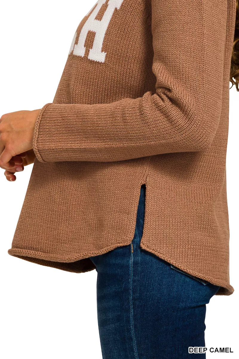 Beach V Neck Long Sleeve Sweater in Deep Camel | Trendy Sweaters Outfit Idea for Women by Ro + Ivy | Elevated Basics, Modern Comfort & Style