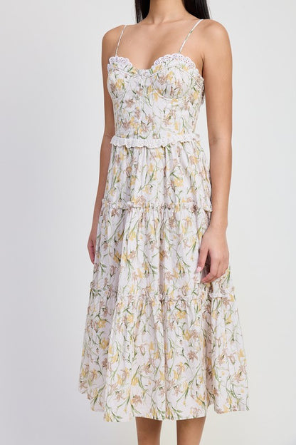 MIDI FLORAL CORSET DRESS - Ro + Ivy