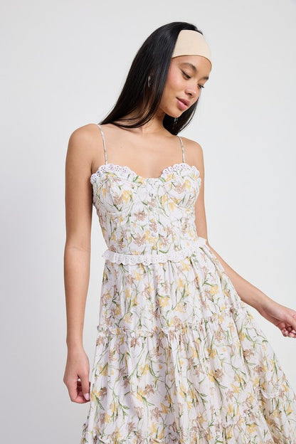 MIDI FLORAL CORSET DRESS - Ro + Ivy