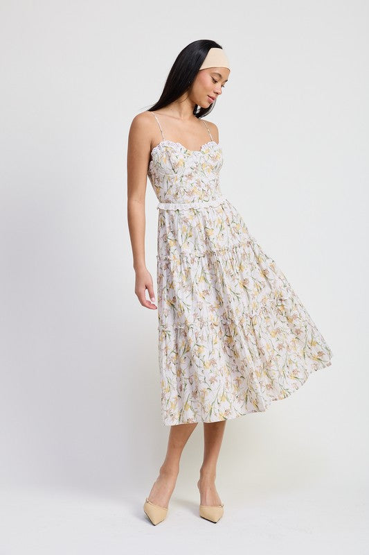 MIDI FLORAL CORSET DRESS - Ro + Ivy