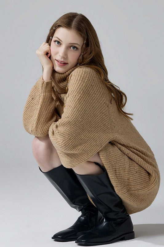 Plus Turtleneck Confetti Sweater Dress with Balloon Sleeves | Trendy Sweater Dresses Outfit Idea for Women by Ro + Ivy | Elevated Basics, Modern Comfort & Style