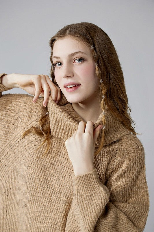 Turtleneck Confetti Sweater Dress with Balloon Sleeves | Trendy Sweater Dresses Outfit Idea for Women by Ro + Ivy | Elevated Basics, Modern Comfort & Style