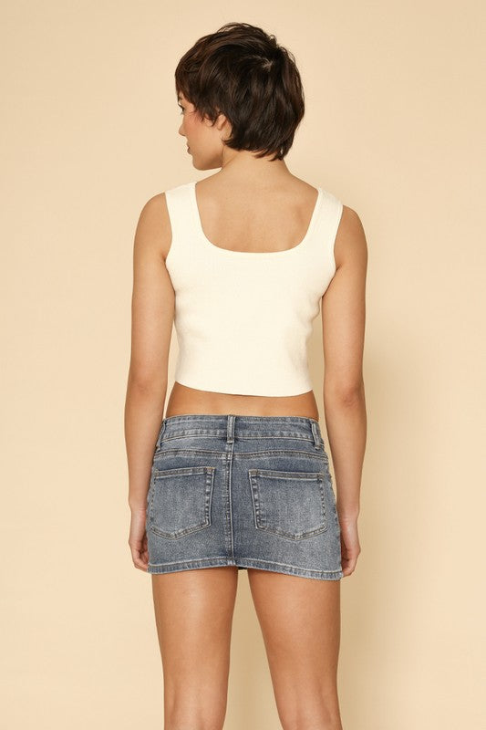 Exclusive In-House Floral Design Cropped Corset Tank Top — Feminine Everyday Style - Tank top