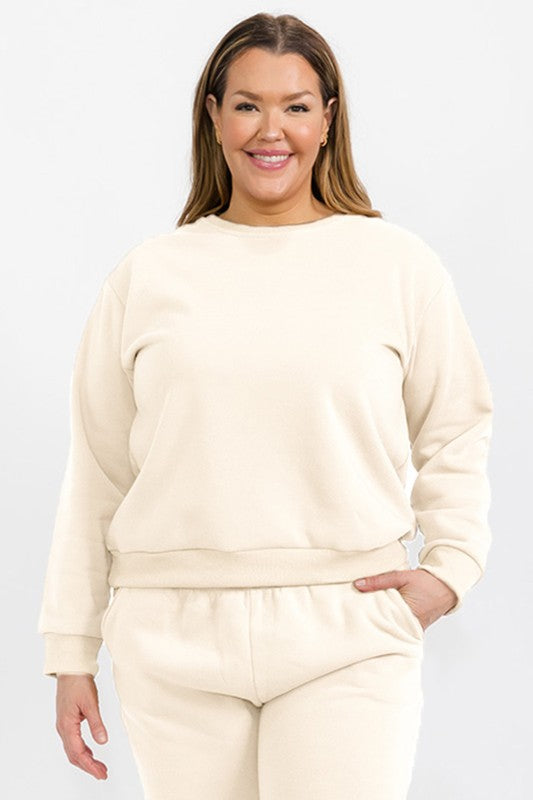 Classic Poly Fleece Crewneck Pullover Sweatshirt Plus Size - Ro + Ivy