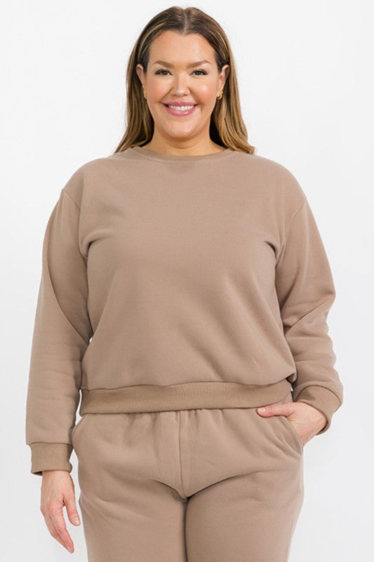 Classic Poly Fleece Crewneck Pullover Sweatshirt Plus Size - Ro + Ivy