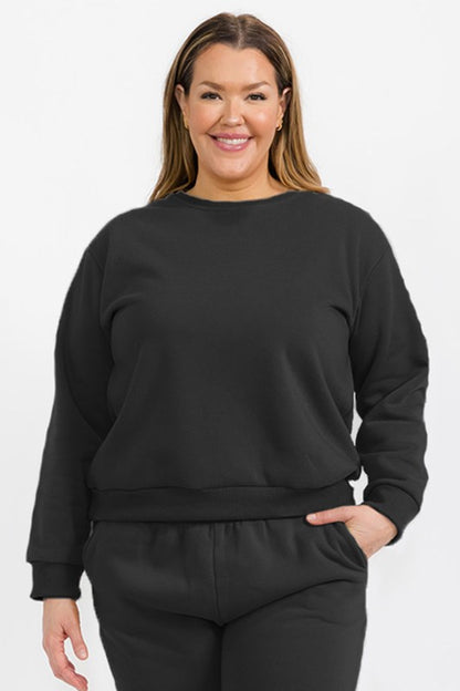 Classic Poly Fleece Crewneck Pullover Sweatshirt Plus Size - Ro + Ivy