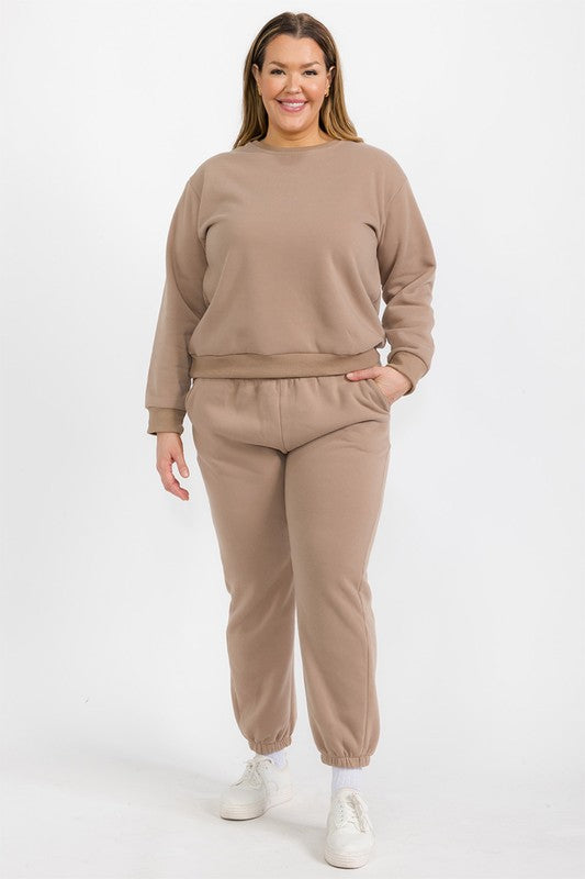 Classic Poly Fleece Crewneck Pullover Sweatshirt Plus Size - Ro + Ivy