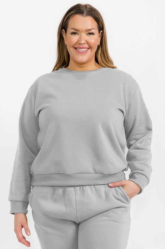 Classic Poly Fleece Crewneck Pullover Sweatshirt Plus Size - Ro + Ivy