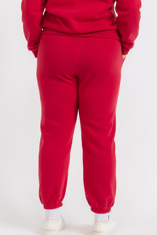 Women's Fleece Elastic Waist Sweatpants Plus Size - Ro + Ivy