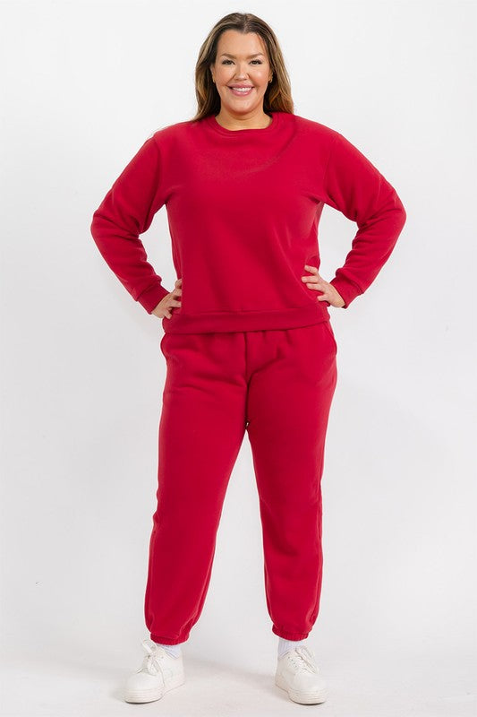 Women's Fleece Elastic Waist Sweatpants Plus Size - Ro + Ivy