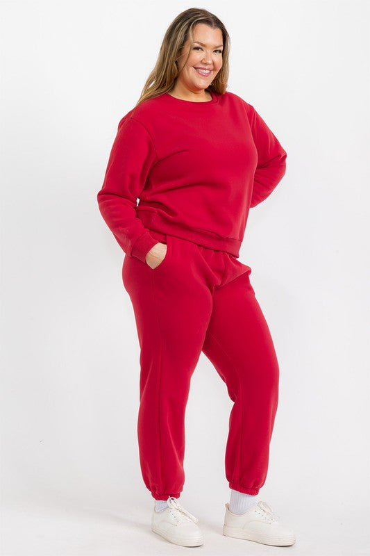 Women's Fleece Elastic Waist Sweatpants Plus Size - Ro + Ivy