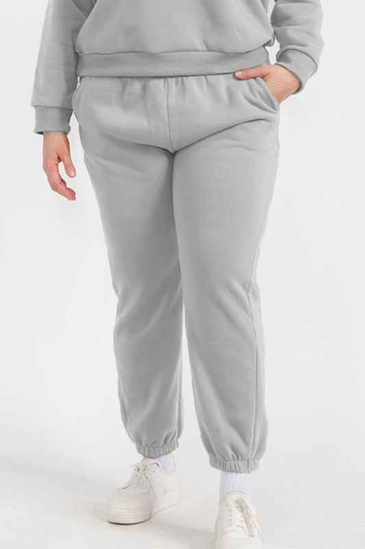 Women's Fleece Elastic Waist Sweatpants Plus Size - Ro + Ivy