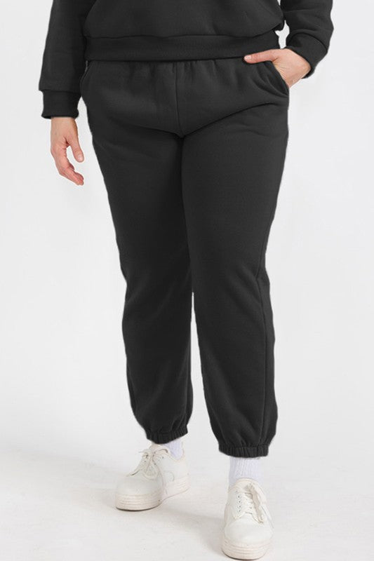 Women's Fleece Elastic Waist Sweatpants Plus Size - Ro + Ivy