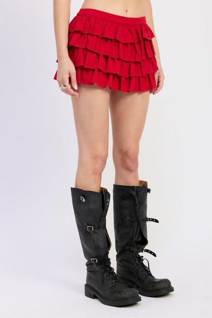 Tiered Ruffle Mini Skirt – outfit idea for women | Ro + Ivy