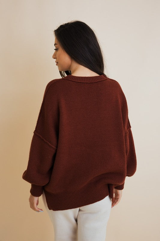 Exposed Seam Oversized Round Neck Sweater | Trendy Sweaters Outfit Idea for Women by Ro + Ivy | Elevated Basics, Modern Comfort & Style