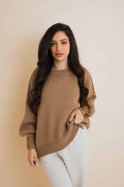 Exposed Seam Oversized Round Neck Sweater | Trendy Sweaters Outfit Idea for Women by Ro + Ivy | Elevated Basics, Modern Comfort & Style