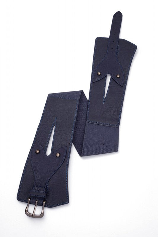 NAVY O S Buckle PU Elastic Wide Belt | Trendy Belts Outfit Idea for Women by Ro + Ivy | Elevated Basics, Modern Comfort & Style