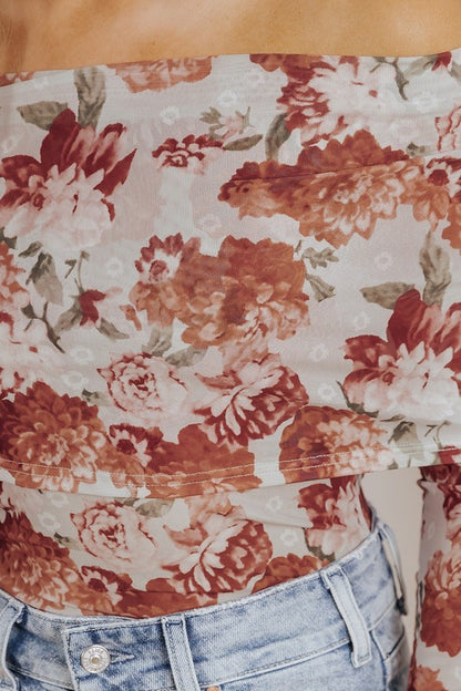 Pink Floral Printed Long Sleeve Sheath Bodysuit – outfit idea for women | Ro + Ivy
