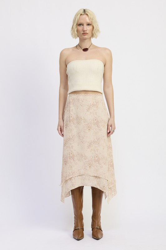 Billowy Mid Rise A Line Skirt with Lace Details – IVORY LEOPARD outfit idea for women | Ro + Ivy