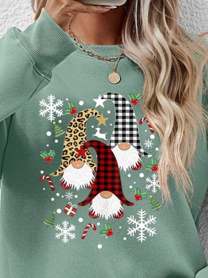 Faceless Gnomes Graphic Drop-Shoulder Sweatshirt