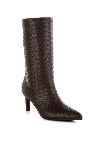 Mentha Woven Faux Leather Boots - Ro + Ivy