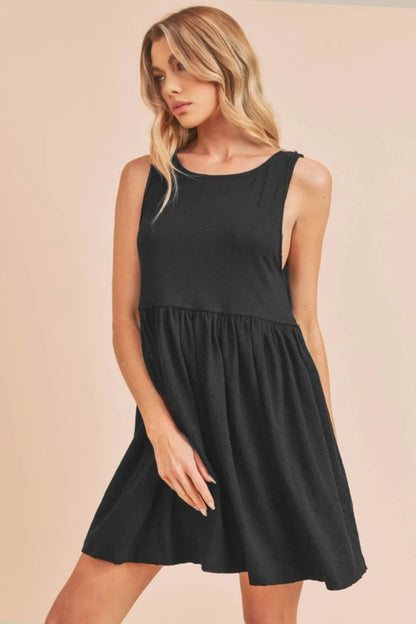 Black Round Neck Sleeveless Mini Dress | Trendy Mini Dresses Outfit Idea for Women by Ro + Ivy | Elevated Basics, Modern Comfort & Style