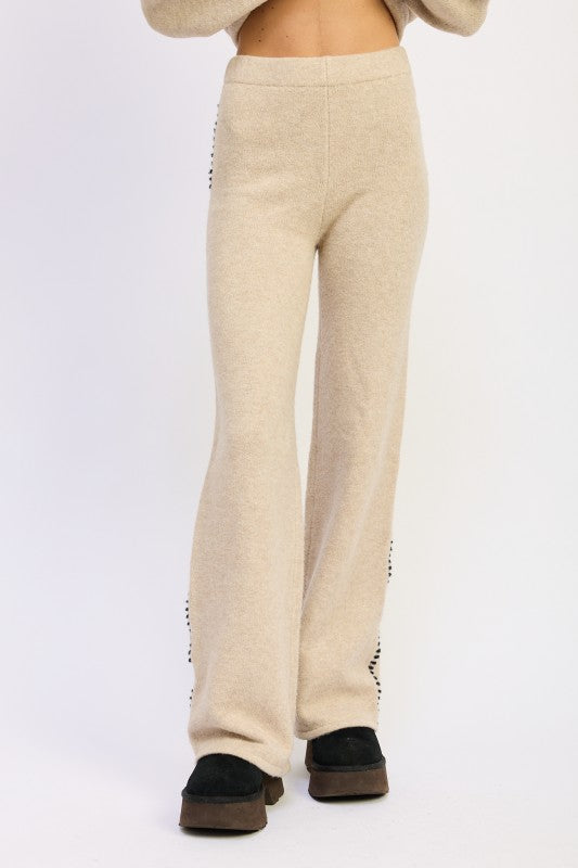 Soft Wide Leg Warm Pants With Decorative Stitching | Trendy Loungewear Pants Outfit Idea for Women by Ro + Ivy | Elevated Basics, Modern Comfort & Style