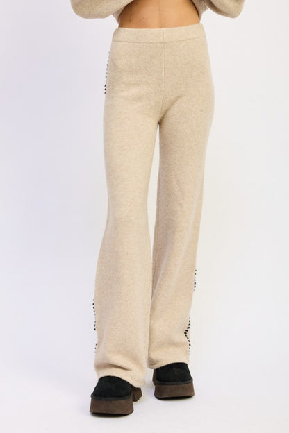 Soft Wide Leg Warm Pants With Decorative Stitching | Trendy Loungewear Pants Outfit Idea for Women by Ro + Ivy | Elevated Basics, Modern Comfort & Style