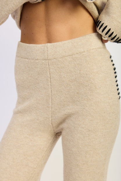Soft Wide Leg Warm Pants With Decorative Stitching | Trendy Loungewear Pants Outfit Idea for Women by Ro + Ivy | Elevated Basics, Modern Comfort & Style