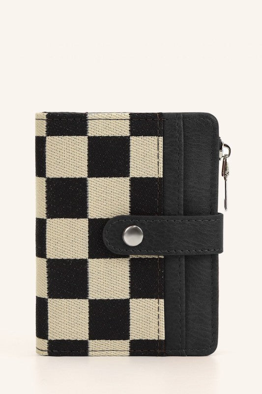 Mixed Media Checker Fold-Over Wallet | Trendy Wallets Outfit Idea for Women by Ro + Ivy | Elevated Basics, Modern Comfort & Style