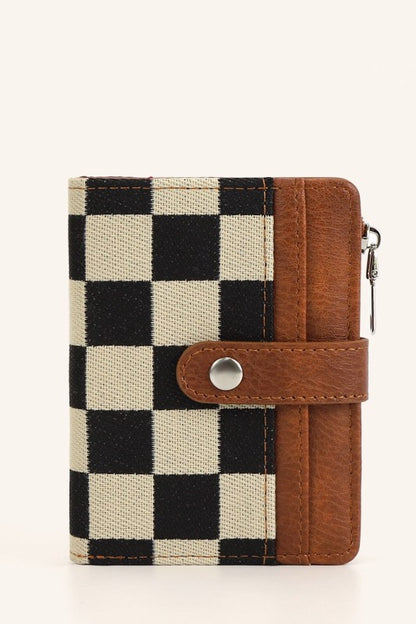 Mixed Media Checker Fold-Over Wallet | Trendy Wallets Outfit Idea for Women by Ro + Ivy | Elevated Basics, Modern Comfort & Style