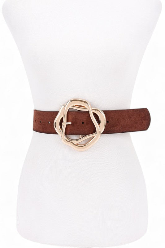 PU Twist Iconic Buckle Belt - Brown O S Belts