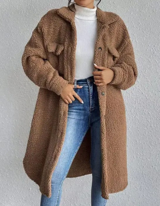 camel Women'S Teddy Bear Longline Jacket | Trendy Jackets Outfit Idea for Women by Ro + Ivy | Elevated Basics, Modern Comfort & Style