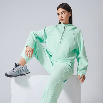 Cozy Half-Zip Hoodie | Trendy Zip-Up Hoodies Outfit Idea for Women by Ro + Ivy | Elevated Basics, Modern Comfort & Style