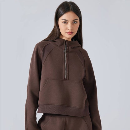 Cozy Half-Zip Hoodie | Trendy Zip-Up Hoodies Outfit Idea for Women by Ro + Ivy | Elevated Basics, Modern Comfort & Style