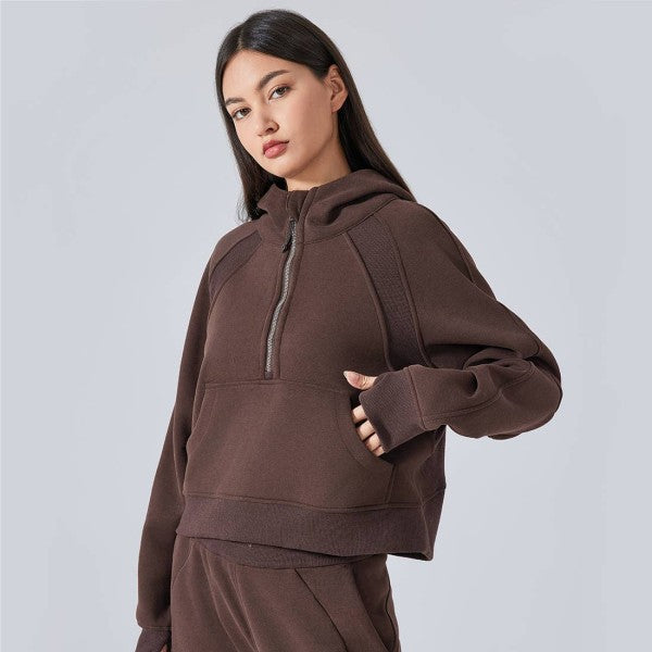 Cozy Half-Zip Hoodie | Trendy Zip-Up Hoodies Outfit Idea for Women by Ro + Ivy | Elevated Basics, Modern Comfort & Style