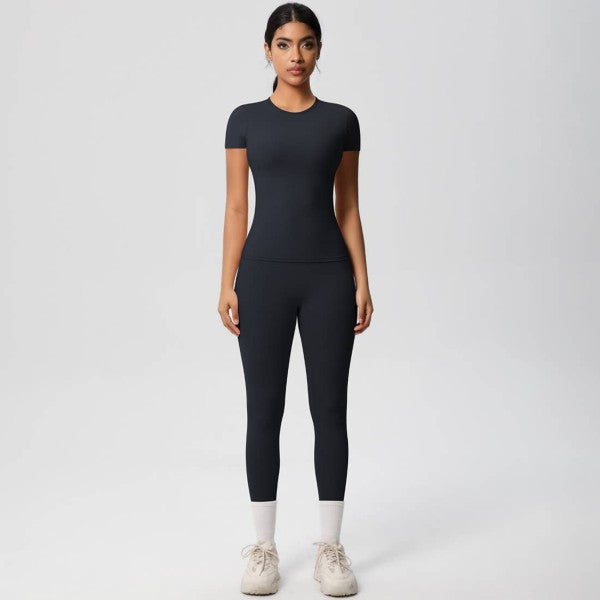 Black Well-in Vogue CoreSculpt Short Sleeve Set | Trendy Outfit Idea for Women by Ro + Ivy | Elevated Basics, Modern Comfort & Style