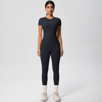 Black Well-in Vogue CoreSculpt Short Sleeve Set | Trendy Outfit Idea for Women by Ro + Ivy | Elevated Basics, Modern Comfort & Style
