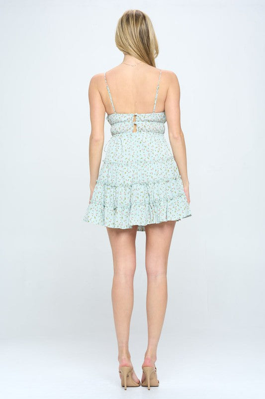 Floral Ruffle Cami Mini Fit-and-Flare Dress – outfit idea for women | Ro + Ivy