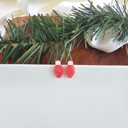 Red Shimmer OneSize Christmas Light Bulb Stud Earrings | Trendy Earrings Outfit Idea for Women by Ro + Ivy | Elevated Basics, Modern Comfort & Style