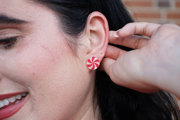 Christmas Peppermint Stud Earrings | Trendy Earrings Outfit Idea for Women by Ro + Ivy | Elevated Basics, Modern Comfort & Style