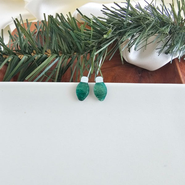 Green Shimmer OneSize Green Christmas Light Bulb Stud Earrings | Trendy Earrings Outfit Idea for Women by Ro + Ivy | Elevated Basics, Modern Comfort & Style