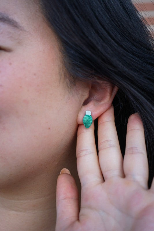 Green Christmas Light Bulb Stud Earrings | Trendy Earrings Outfit Idea for Women by Ro + Ivy | Elevated Basics, Modern Comfort & Style