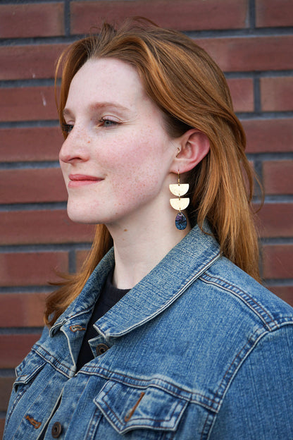 Midnight Shimmer Glamour Statement Earrings — Gold Acrylic Layered Dangle Everyday Style - Earrings