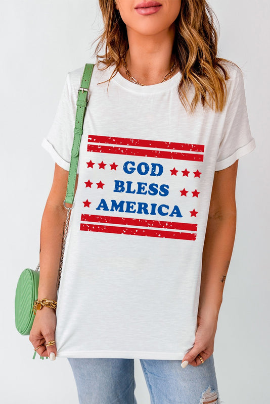 God Bless America Patriotic Graphic Tee Duo — Relaxed Soft Flattering Summer Style - Graphic/Graphic Tees