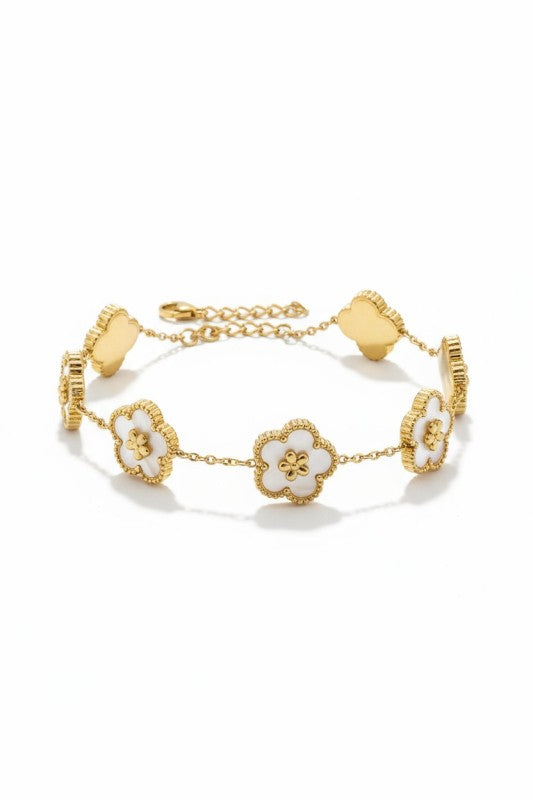 Stainless Steel Flower Bracelet | Trendy Bracelets Outfit Idea for Women by Ro + Ivy | Elevated Basics, Modern Comfort & Style